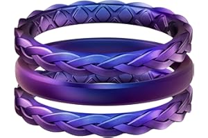 Egnaro Silicone Ring Women, Stackable Braided Rings for Women, Breathable Inner Arc Rubber Rings Women, Unique Design Silicone Wedding Bands Women