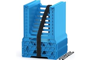 PAULINN 10FT RV Camper Sewer Hose Support, Ocean Blue Height Adjustable Sewer Hose Support for RV Camper, Deep Cradles Design, Quick Setup and Takedown, w/Secure Rubber Band & Carrying Strap