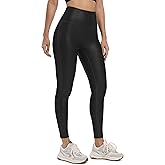 HARTPOR Faux Leather Leggings for Women 25''/ 28''- High Waisted Tummy Control Leather Pants Stretch Ankle Pleather Leggings