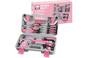 WINNER 150-Piece Pink Color All-Purpose Household Tool Kit in Toolbox Storage Case, Perfect for Women, Ladies and Girls with General Home Repairs, DIY Project, Garage, Office and College Dormitory Use