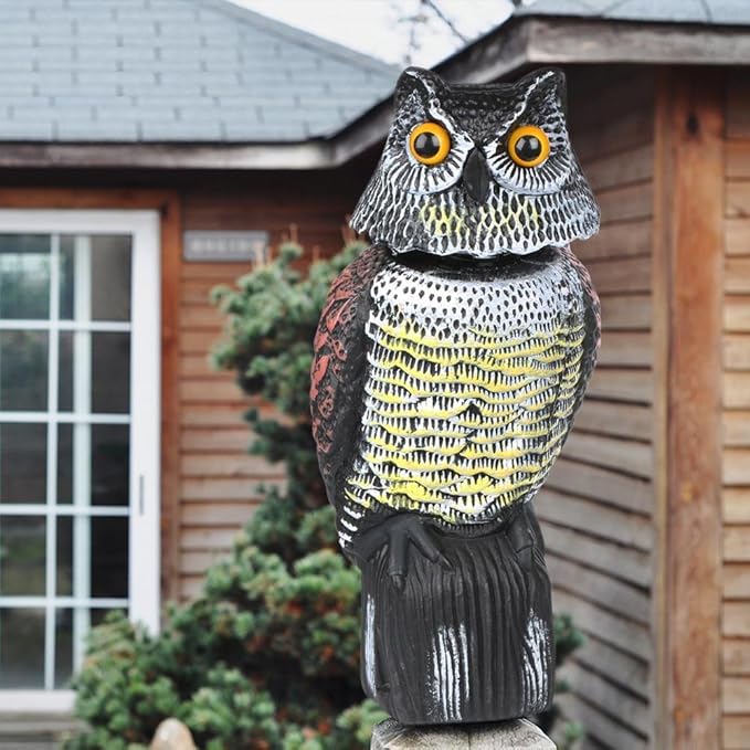 Yaheetech Realistic Owl Decoy with Rotating Head Garden Protection