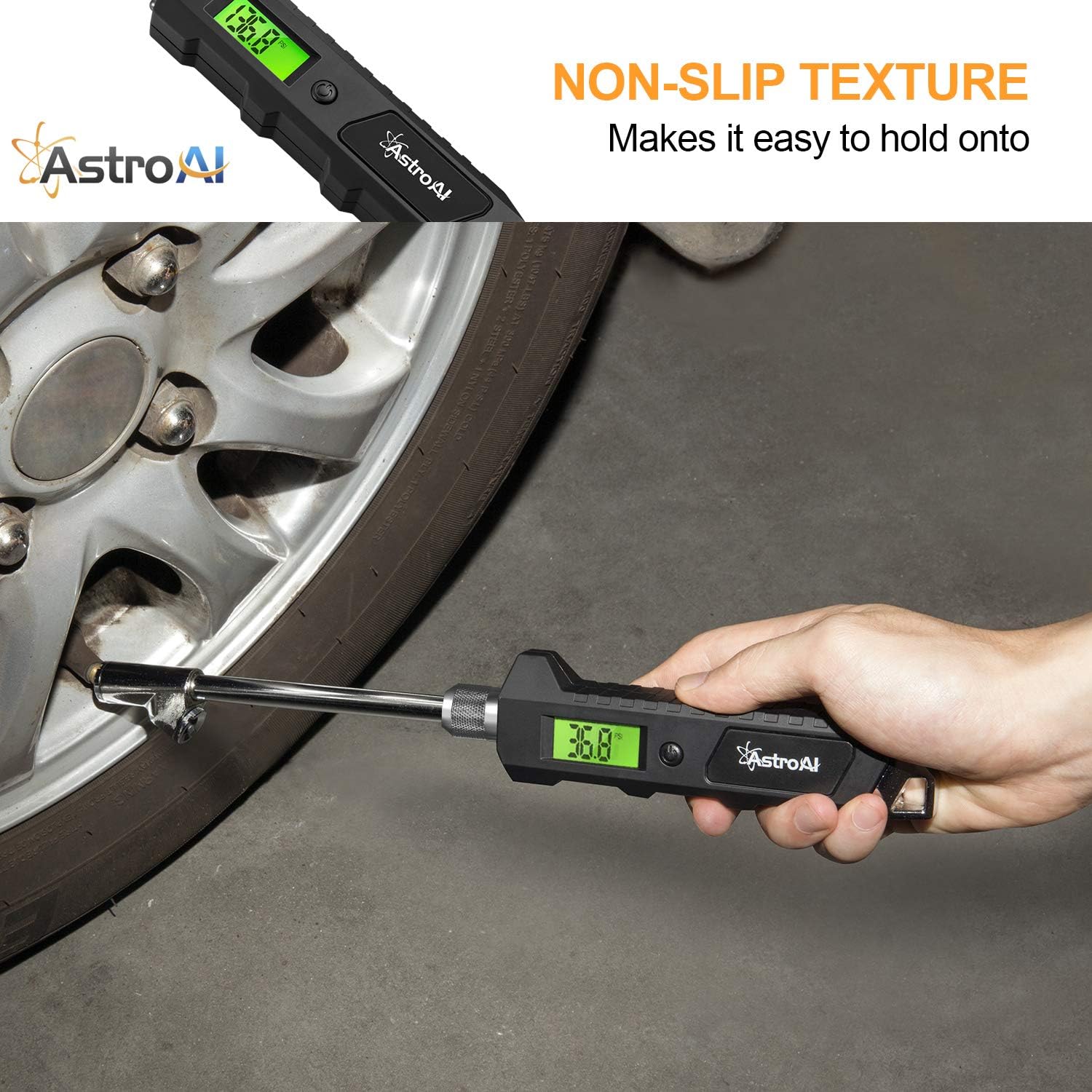 AstroAI Digital Tire Pressure Gauge 230 PSI Heavy Duty Dual Head Stainless Steel Made for Truck and RV with Backlit LCD and Flashlight: Automotive