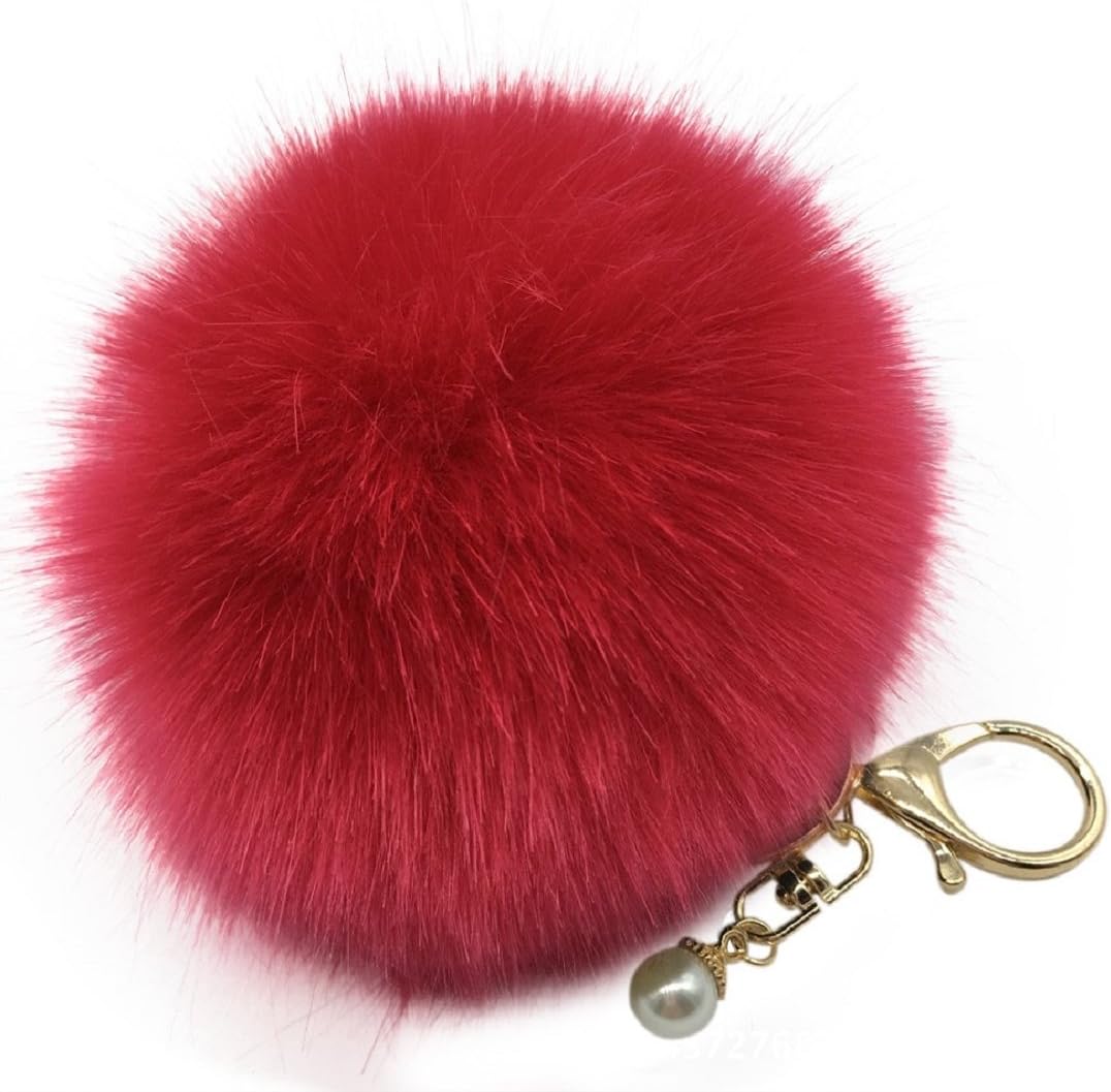 Amiley Fluffy Faux Rabbit Fur Ball Charm Pom Pom Car Keychain Handbag Key Ring