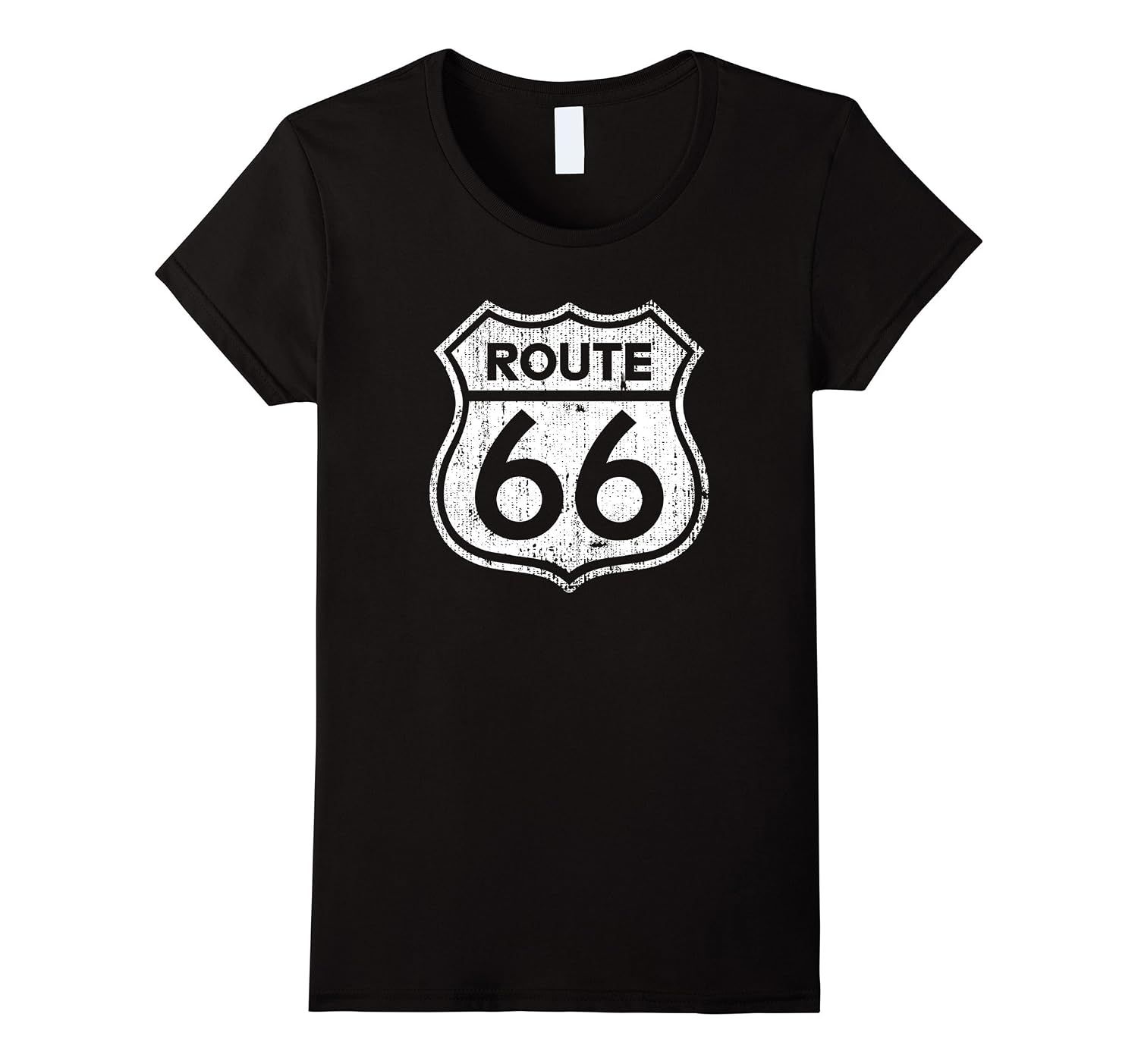 Route 66 Sign Distressed T-Shirt For Women - Vintage Missy Fit Tee (Sizes S To 3X)