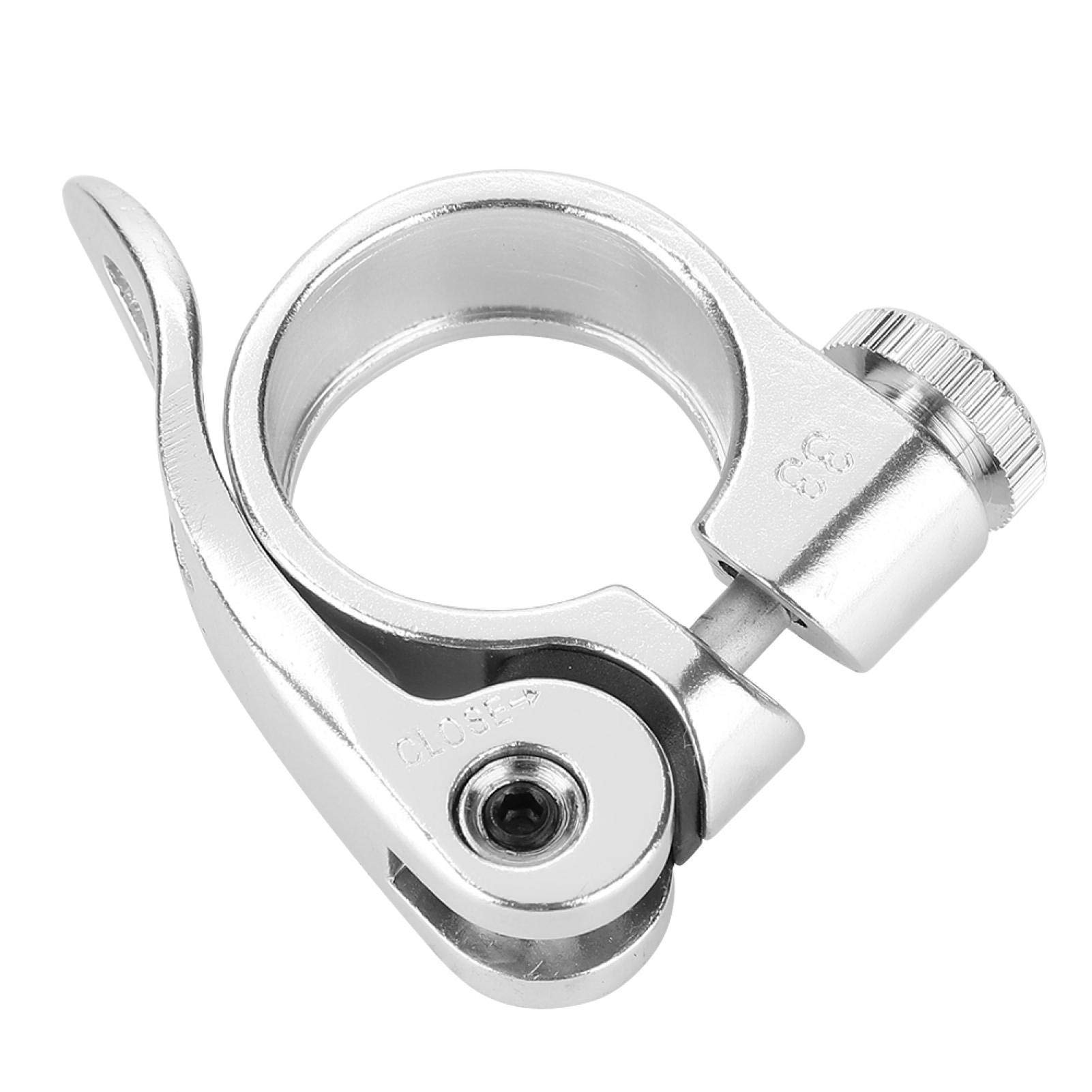 Bike Seatpost Clamp Mountain Bike Seat Tube Clip Aluminum Alloy Quick Release Bicycle Seat Post Clamp for 25.4mm Seatpost(Silver)