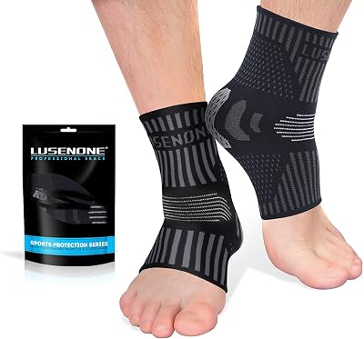 Lusenone Professional Ankle Support Brace 2 Pack Breathable Compression Socks
