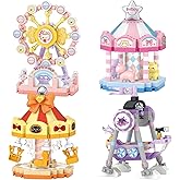 MEIEST 4 PCS Mini Amusement Park Building Blocks Set,Simulation Architecture Collection Particle Construction Building Bricks