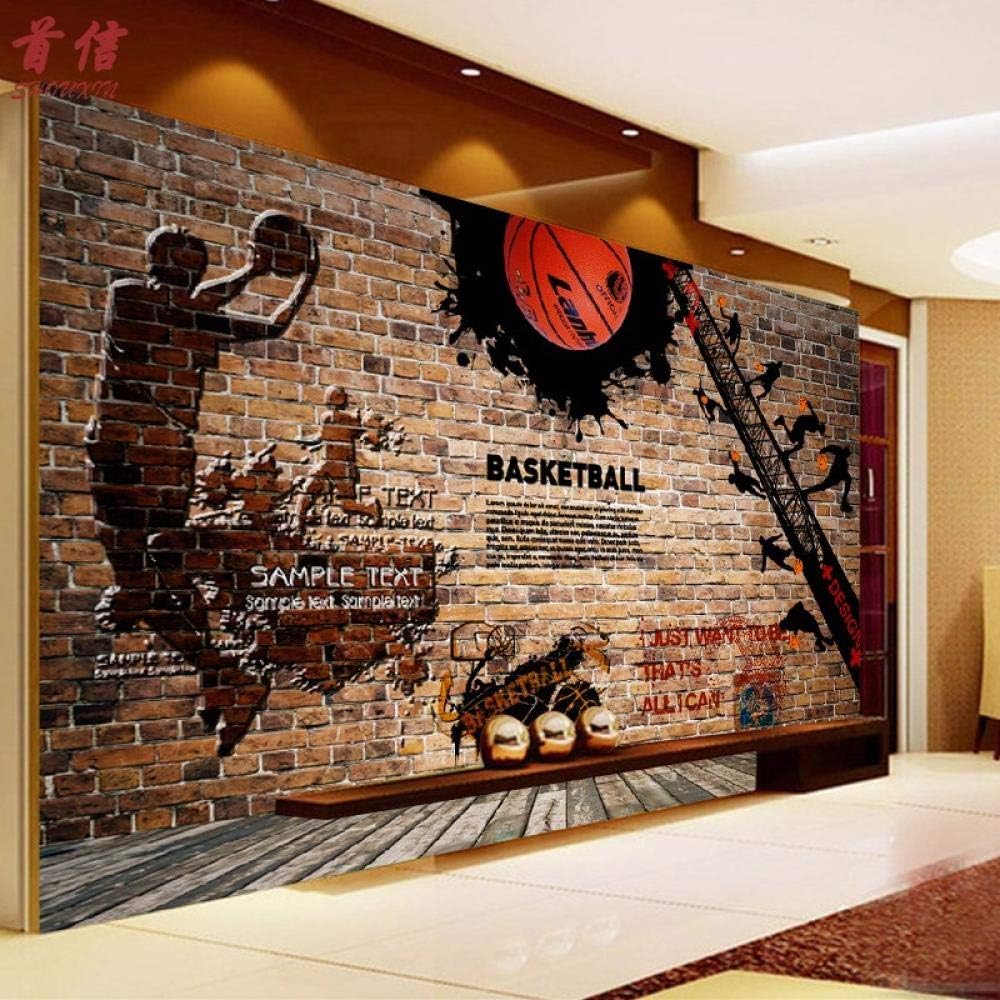 Tooling Wallpaper Basketball NBA Brick Wall Decoration Wallpaper Mural Retro Graffiti-150Cm×105Cm
