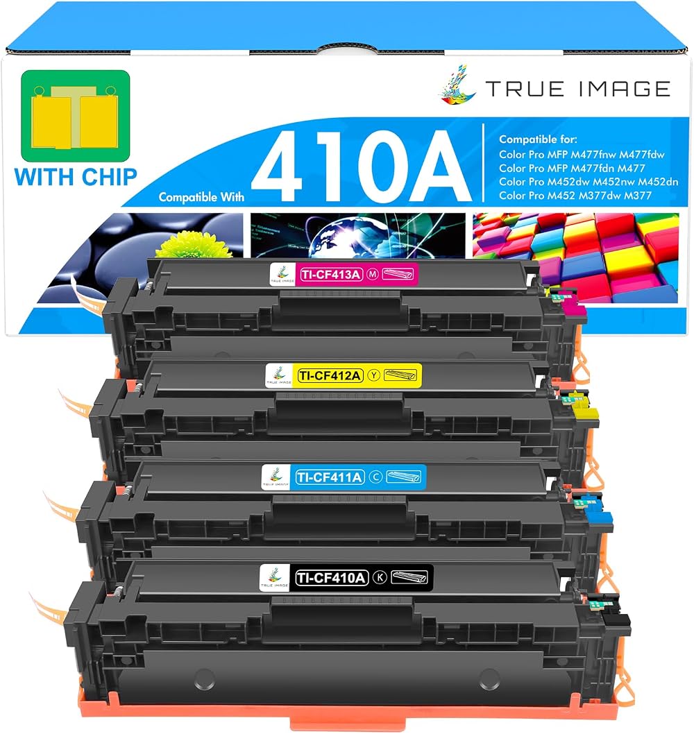 TRUE IMAGE 4 Pack Toner 410A CF410X for HP LaserJet Pro MFP M477 M452 M377