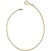 Kooljewelry 10k Yellow Gold Rope Anklet (1.5mm, 10 inch)