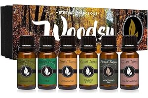 Eternal Essence Oils Woodsy Premium Fragrance Oils Set - Including Pine, Cedar Wood, Sandalwood, Bamboo & Teak, Woodland Bay and Frankincense - Rustic and Woody Scented Oils (6 Pack)