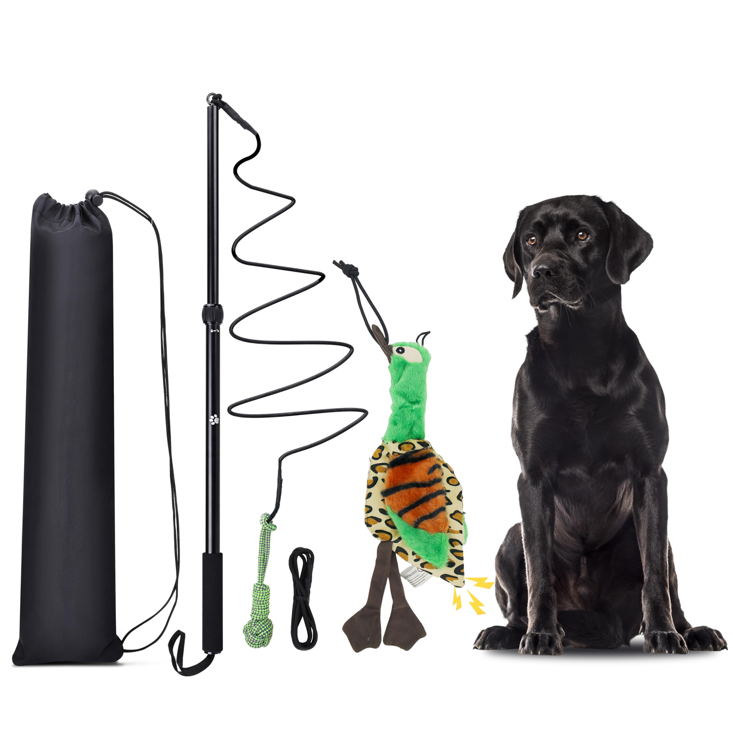 KOXXUD Flirt Pole Dogs, Dog Flirt Pole Extra Strong for Large Medium Small Dogs to Keep the Dog Entertained and Physically Exhausted Ball+Duck — image 1
