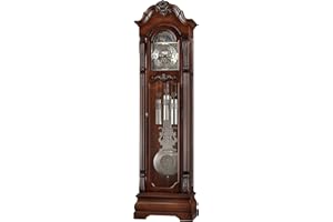 Howard Miller Fesler Grandfather Clock II, Wood Finish & Classic Style Arabic Numerals with Single Chime German Movement, Adjustable Levelers Pendulum Bob Floor Clocks for Bedroom & Living Room