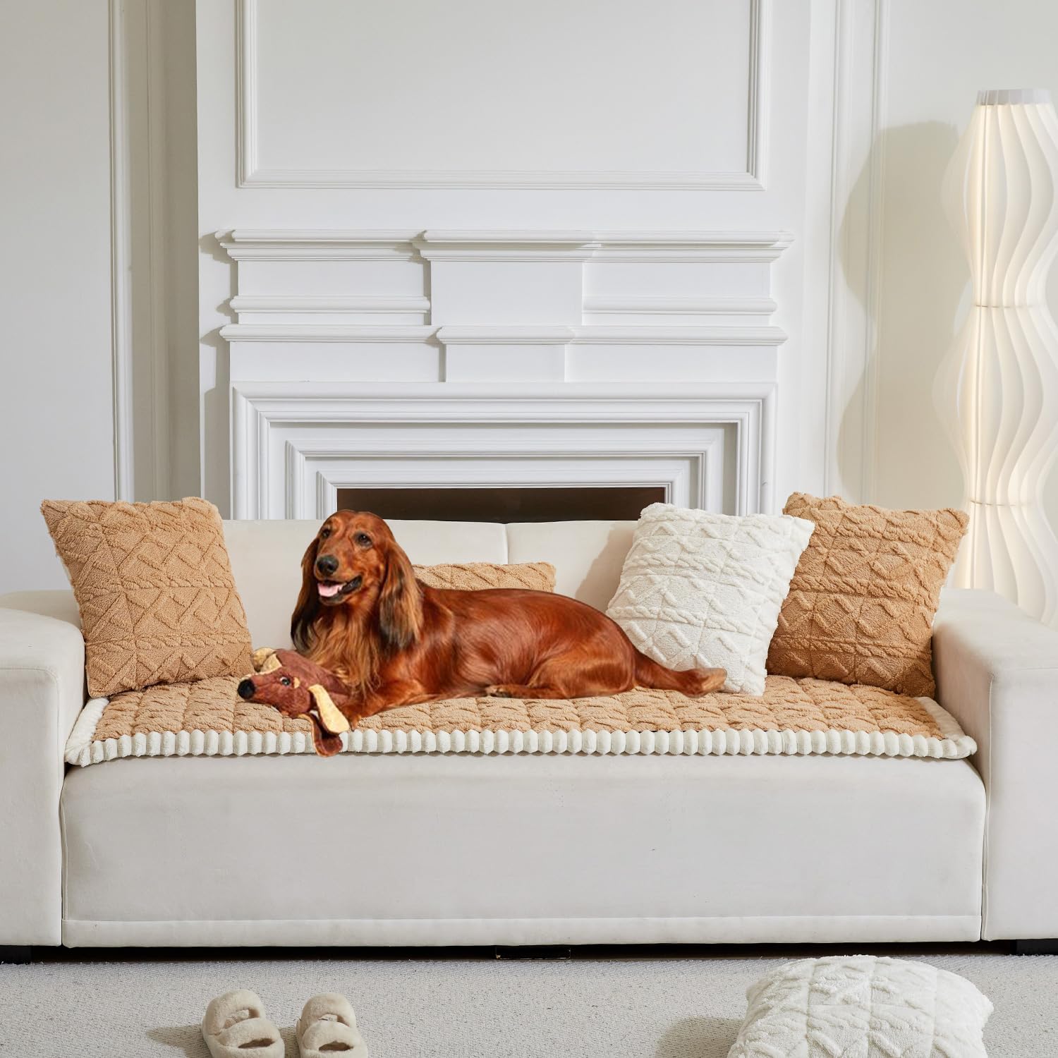Mitid Sofa Cover Fuzzy Couch Cover for Pet, Couch Covers for Dogs Washable Non-Slip Sofa Slipcover Cushion Protector Pets Friendly Mat Bed
