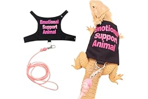 COPFEU Bearded Dragon Lizards Clothes with Leash Set for Small Pets Reptiles Guinea Pig Apparel Lizards Outdoor Walking Training Harness Leash Hand-Made Costume Photo Prop (Pink)
