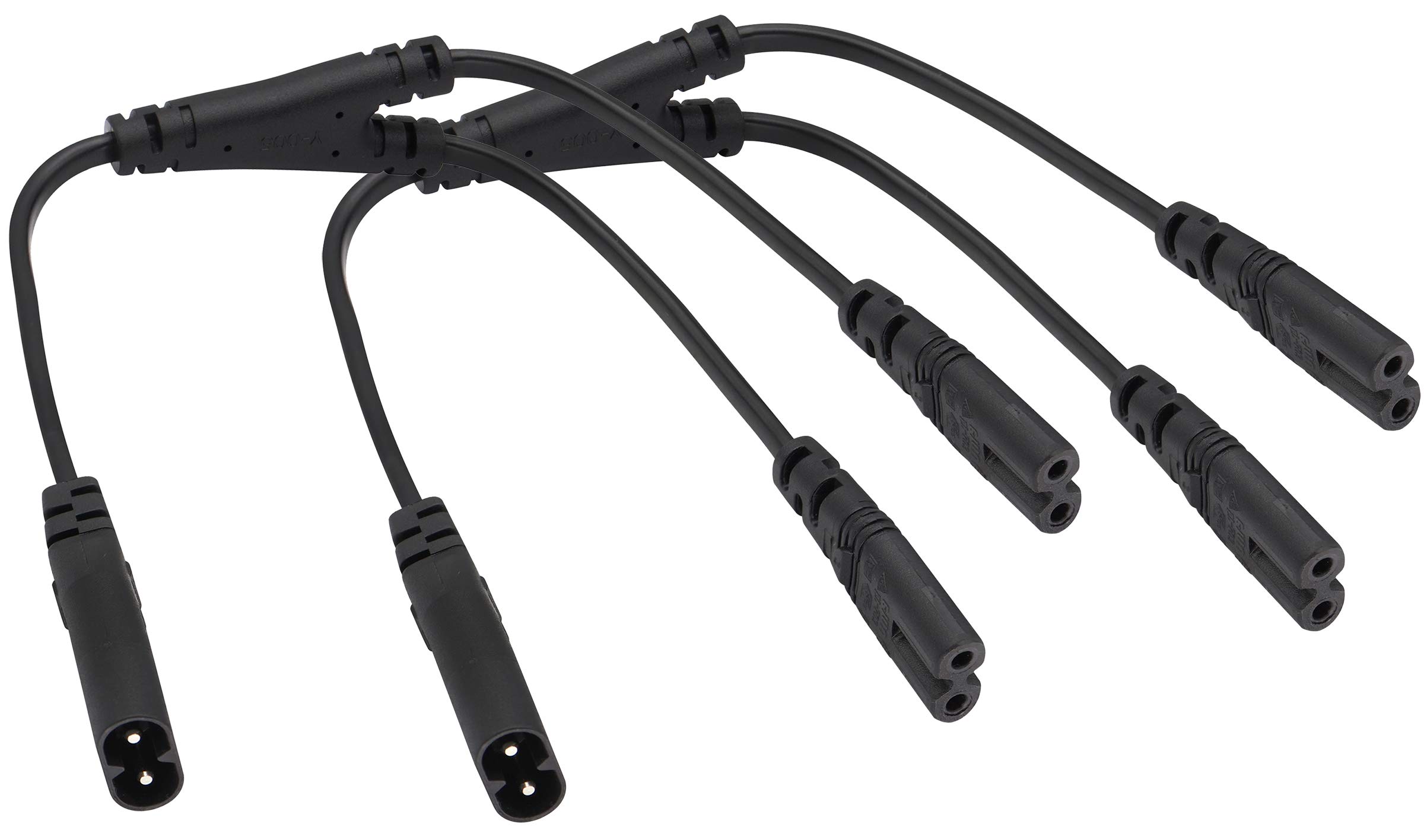AAOTOKK (2 Pack) IEC 320 C8 to Dual C7 Y Splitter Power AC Adapter Cable, 10A 125V Figure 8 Male to Double Female IEC C7 to C8 AC Converter Polarized Cable for LED TV etc (0.3m/1ft)