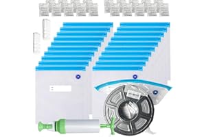TIOPY Filament Storage Bags Vacuum Kit, 20Pcs 3D Printer Filament Sealed Bags with 20Pcs Desiccants/Seal Clip/Hand Pump, 11.8x13.4 in Fit Most 0.25/0.5/1 KG 3D Printer Filament Spools