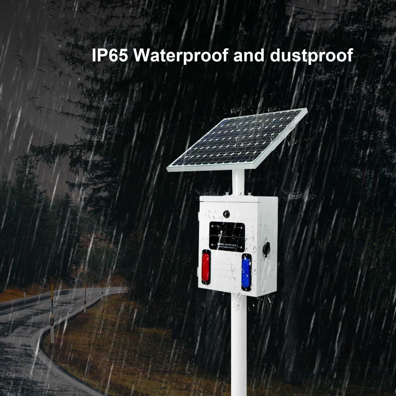 Solar Motion Sensor Alarm Siren Outdoor Waterproof Motion Detector Sirens with Red and Blue Strobe Light, 120dB Horn 17 Tones Adjustable Microwave Infrared Induction Alarm System SLA-TYN01