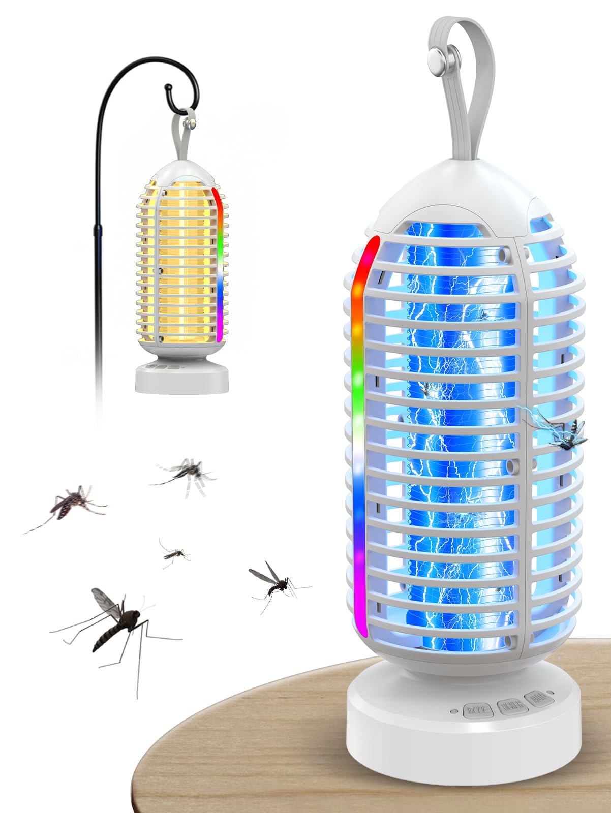 Photo 1 of Bug Zapper Outdoor Indoor, 3000V Electric Mosquito Zapper with 4000mAh Rechargeable Battery, Waterproof Mosquito Killer, 3-in-1 Marqueen Light, Camping Lantern & Fly Zappers for Home, Patio, Garden