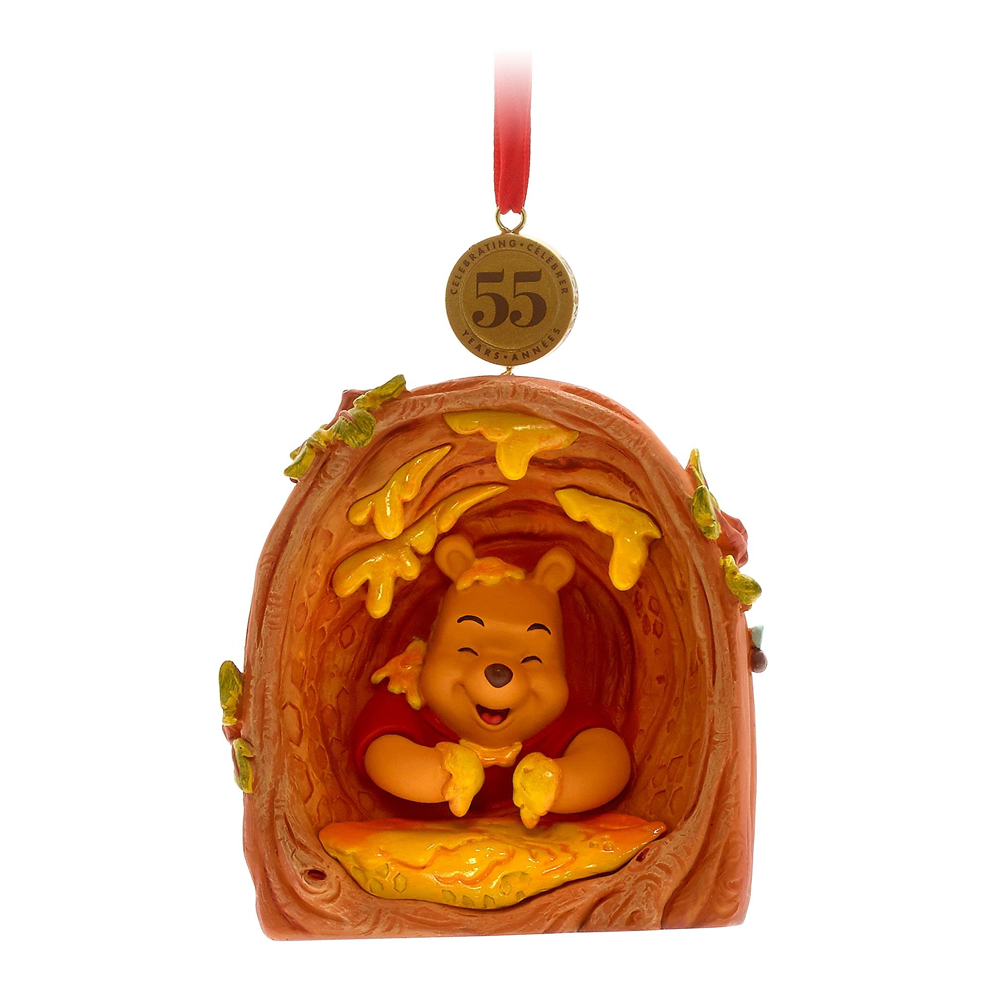Disney Store Winnie The Pooh 55th Anniversary Legacy Hanging Christmas Ornament, 8cm/3", Christmas Tree Decoration Featuring Winnie the Pooh and Medallion
