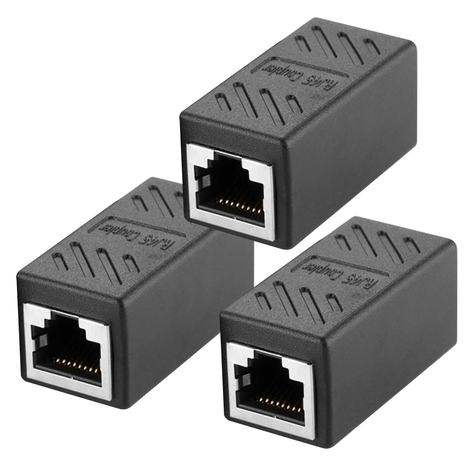 RJ45 Coupler, RJ45 Connector Cat7 Cat6 Cat5e Ethernet Coupler Network Cable Female to Female Extender Adapter (3 Pack-Black)
