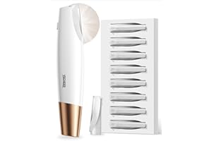 Yecheer Dermaplane Razor for Women Face: Sonic Dermaplaning Tool for Smooth&Flawless Skin - Professional Peach Fuzz Remover w/LED Light&8 Refill Blades - Non-Irritating Electric Facial Hair Removal