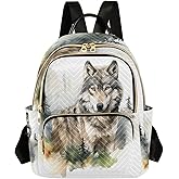 ALAZA Forest Wolf Small Backpack Purse for Women Travel Bag Lightweight Shoulder Bag Fashion Daypack