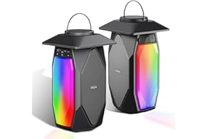 Olafus Outdoor Speakers Bluetooth 2 Pack, 50W True Wireless Stereo Lantern Speaker with RGB LED Lights, IPX5 Waterproof, 20H Playtime, Music Synch Flame Speaker for Patio Pool Garden Backyard