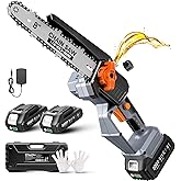 TaskStar 8-Inch Mini Chainsaw Cordless, Brushless Motor, 2×2000mAh Batteries, Lightweight One-Handed Electric Chainsaw for Cutting Thick Branches, Tree Trimming, Wood Cutting, Beginner Friendly