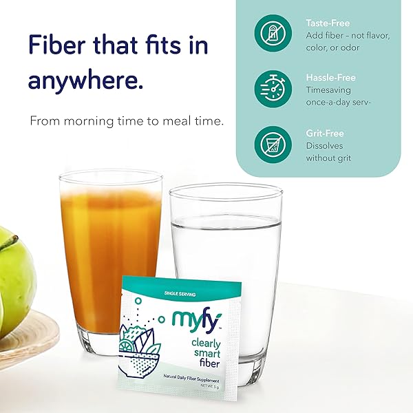 MYFY NATURAL PREBIOTIC FIBER SUPPLEMENT POWDER – CLEAR, SOLUBLE, DAILY DIGESTIVE SUPPORT FOR GUT HEALTH & REGULARITY – NON-GMO, TASTE-FREE, SUGAR-FREE, GLUTEN-FREE – 10.6OZ (60 SERVINGS)