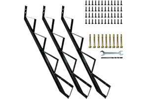 YEEZOO 3 Packs Metal Stair Step Stringers, 4 Step Steel Riser Stringer for 34.7inch Height Deck(Polished Black)
