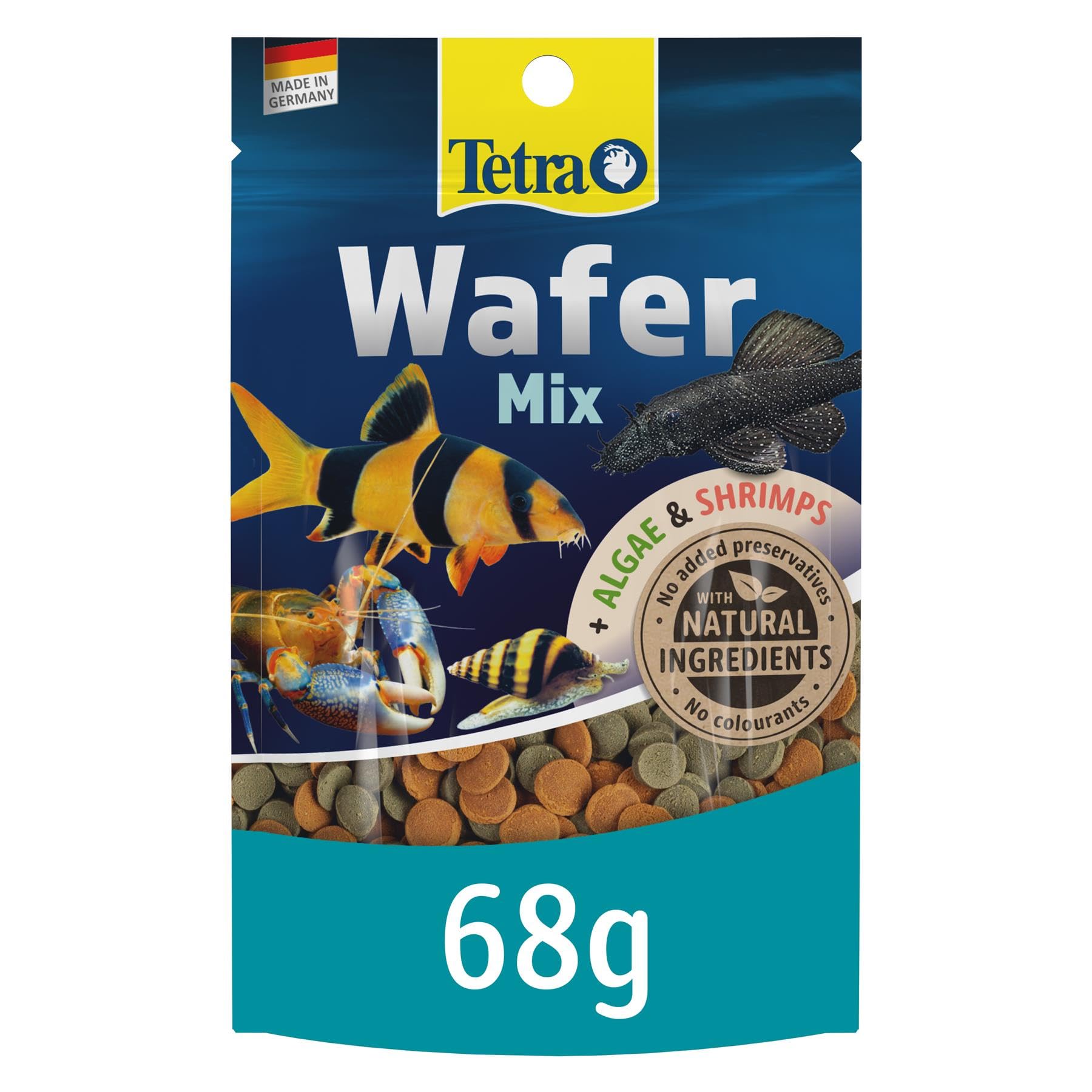 Tetra Fish Food Variety Wafers, Complete Fish Food for All Bottom-Feeding Fish and Crustaceans, 68 g