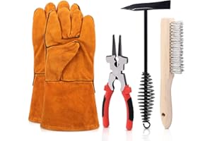 Rustark 4 Pcs Wire Scratch Brush Slag Removal Tool Set Contains 10 Inch Welding Chipping Hammer, Welding Mufti-Functional Pli