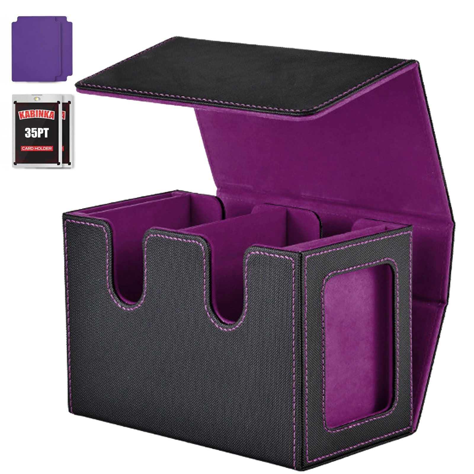 Yeqqzq Card Deck Box for MTG, Storage Box with Commander Display & 1 Dice Tray, Fits 160+ Double Sleeved, Organizer for TCG/CCG/PTCG/EDH/Magic/Sport Cards