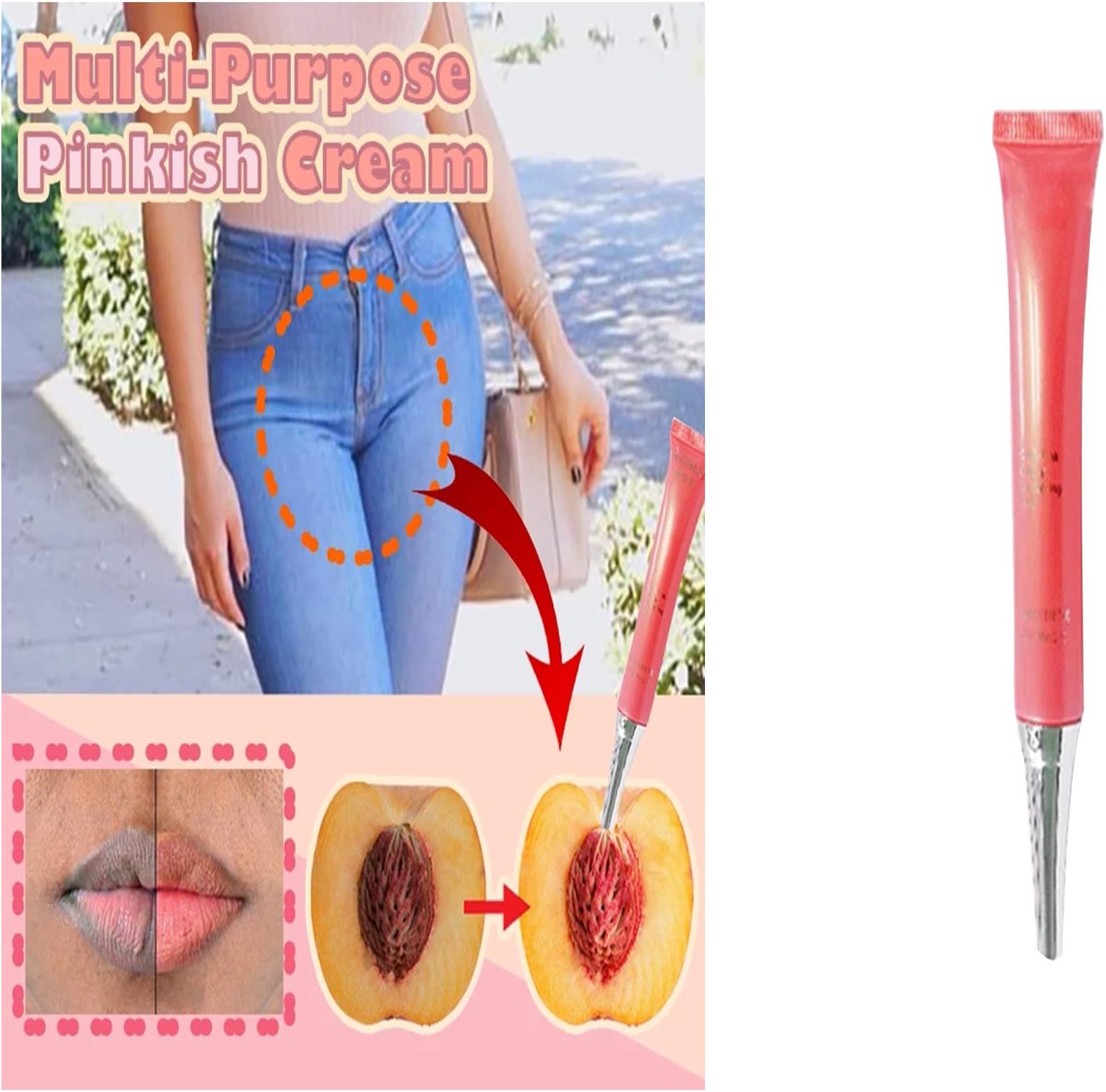 FILOL Multi-Purpose Pinkish Cream Release Melanin to Keep Skin Soft Elastic and Ruddy - Effective for Sensitive & Private Areas, Lightening & Brightening Lips, Elbows, Armpit, Knees (Red)