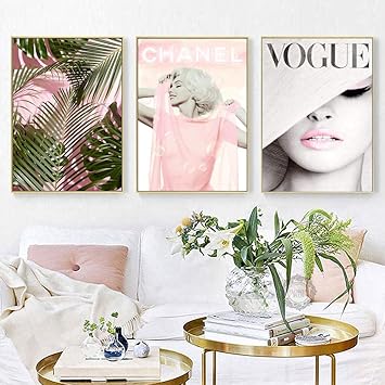 Tanyang Impresiones De Flores De Color Rosa Hojas De Alta Costura Moderna Arte De Pared Carteles