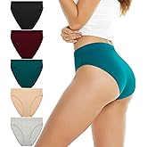 dailyhao Women's Cotton Underwear Hi Cut Panties for Women Solid Briefs Soft Stretchy Ladies Underpants (5-pack)