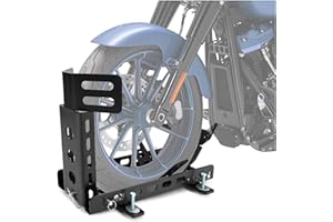 ECOTRIC Motorcycle Wheel Chock Trailer 3000lb Capacity, Adjustable Motorcycle Front Tire Stand Chock for Trailer Truck Garage Fit for Most Crusier Sports Dirt Bikes Tire Size 14"-22" Wheels