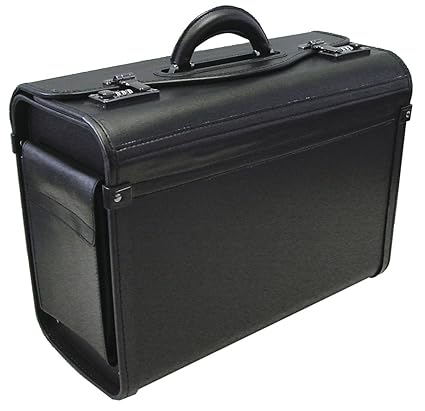 Alassio 45028 - Pilotenkoffer GENOVA, aus strapazierfähigem Lederimitat, ca. 46 x 35 x 20,5 cm, schwarz