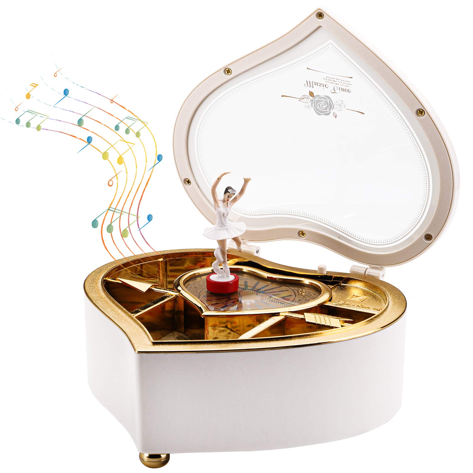 Photo 1 of ***NOT FUNCTIONAL*** yarlung Ballerina Music Box for Mother's Day Gift, White Heart Rotating Dancing Girl Gift Box for Jewelry, Trinket, Keepsake Box, Birthday
