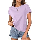ATOFY Womens Cap Sleeve Tops T Shirts Boxy Cropped Tee Loose Fit Cotton Crewneck Short Sleeves Casual Summer Fashion Blouse
