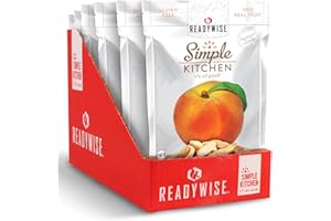 READYWISE - Simple Kitchen, Freeze-Dried Peaches, 1.16 oz, Pack of 6, Vegetarian, Gluten Free, Snacks, Peaches, Dried Fruit, Pre Workout, Healthy Snacks, Camping, Backpacking, Survival Food