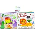 Game Party Touch and Pop Book Set for Toddlers - 2 Pc Bundle with Fidget Toy Storybook and Bonus Storybook for Kids with Animals and Dinosaurs | Interactive Touch and Pop Board Book