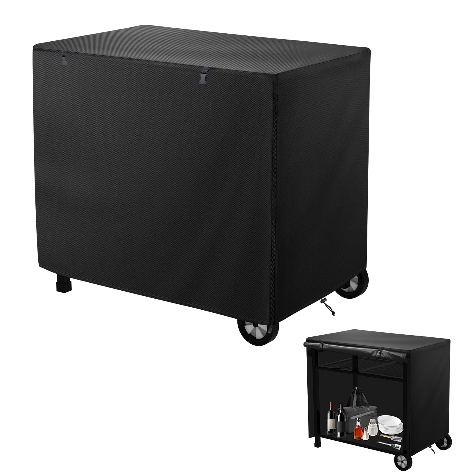 Outdoor Prep Table Cover with Split Zipper,100x60x80cm Waterproof Dining Cart Table Cover,for Royal Gourmet Double-Shelf Dining Cart Table