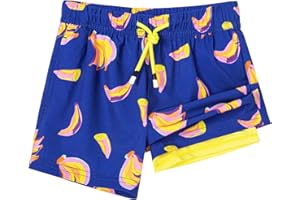 SURF CUZ Boys Swim Trunks with Boxer Brief Liner Toddler Boy Stretch Swimsuit Shorts Quick Dry Swimming Trunks Bathing Suit