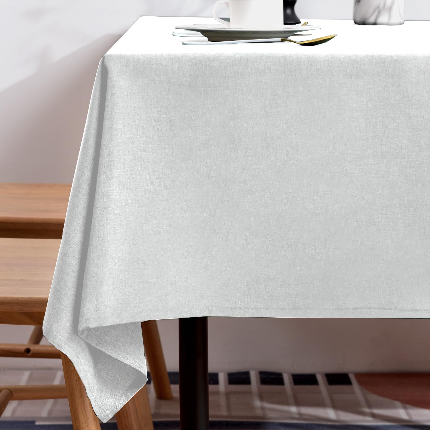 BALCONY & FALCON Table Cloth for 6 Foot Rectangle Tables – Waterproof, Wrinkle-Free Farmhouse Tablecloth for Dining, Kitchen, Wedding, Baby Shower & Holiday Gatherings (Owl Gray, 57" x 118") Image