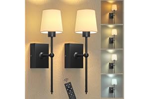 iThird Battery Operated Wall Sconces Set of 2: Black Rechargeable Wall Lights with 6000mAh Detachable Battery and Remote,4CCT Dimmable Wireless Sconce Lamp for Bedroom Living Room Hallway Bathroom