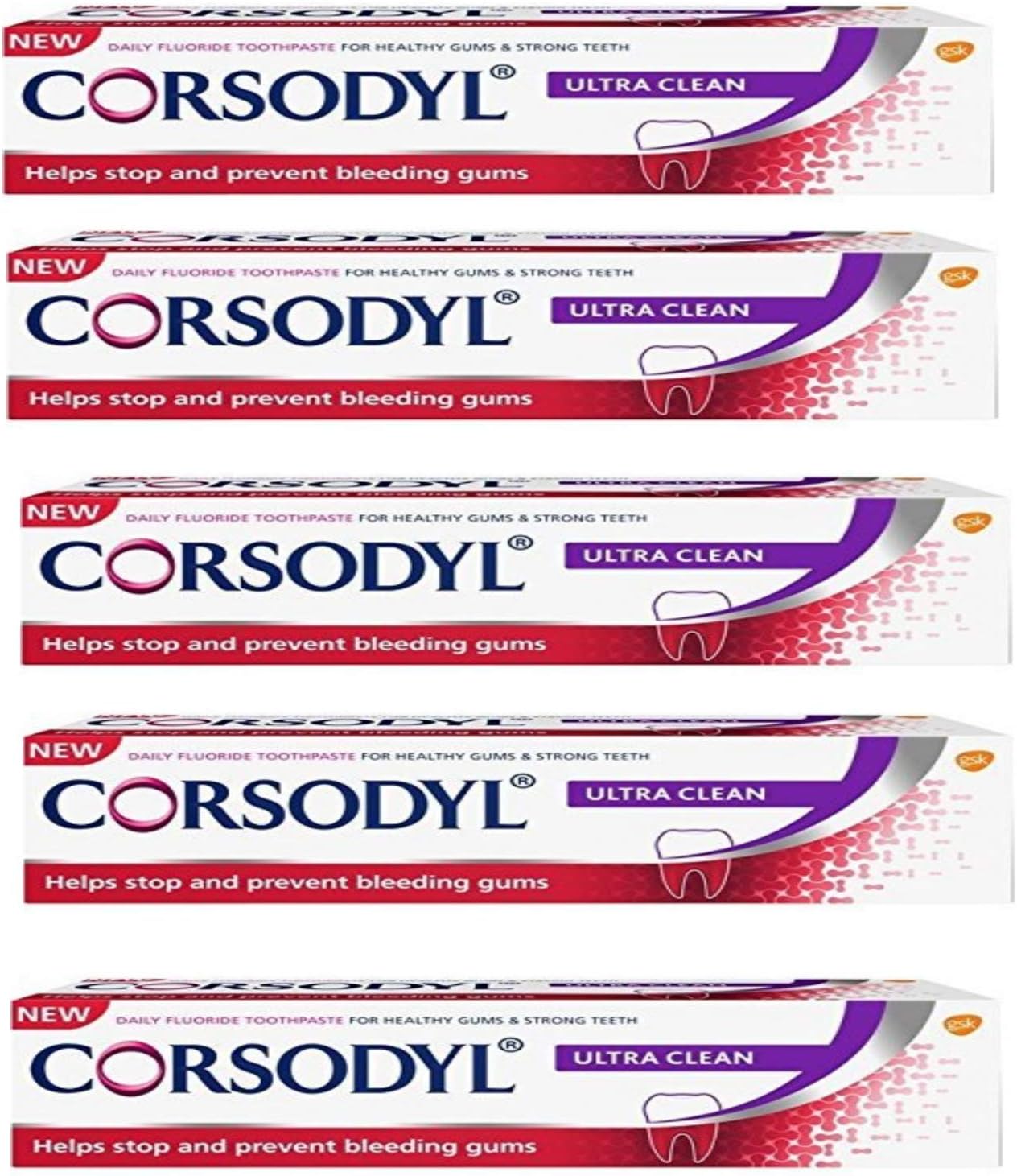 Corsodyl Ultra Clean Toothpaste 75 ml (Pack of 5)