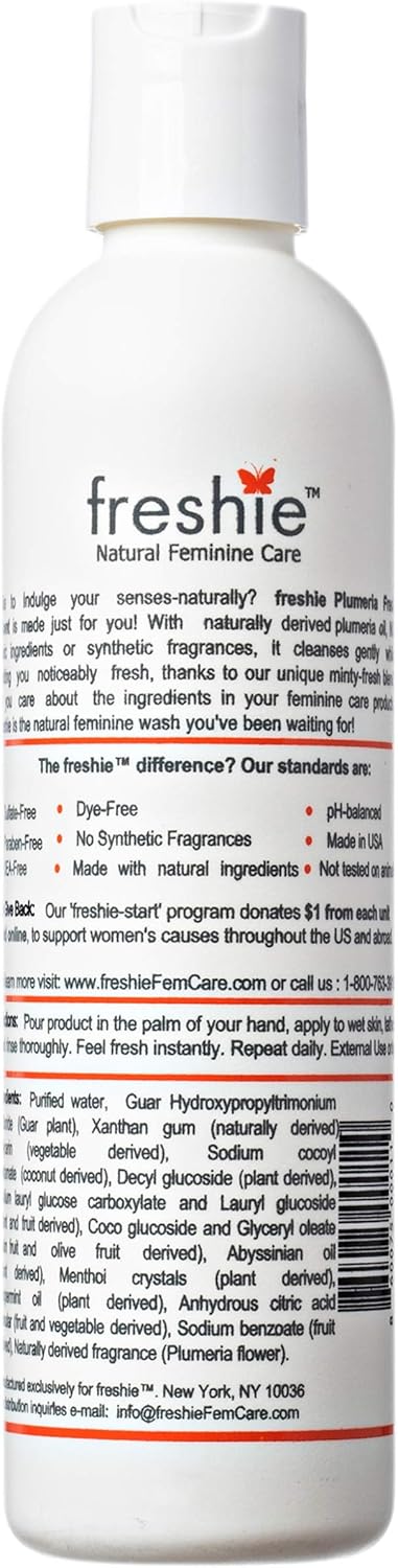 freshie Natural Feminine Care pH-Balanced Cleansing Wash Odor-Blocking Plant-Based Ingredients External Vaginal Hygiene Cleanser 8 fl Ounces - Fresh & Scented: Health & Personal Care