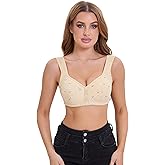 Daisy Bras for Women, Front Closure Bras Plus Size Push Up Comfortable No Underwire Seniors Full Coverage Cotton Bra